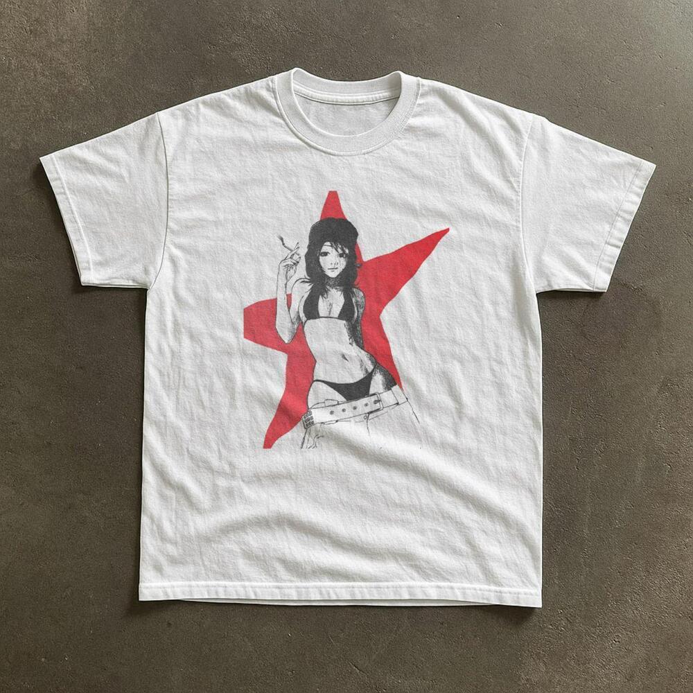 Gildan Rebel Girl Red Star  T-Shirt